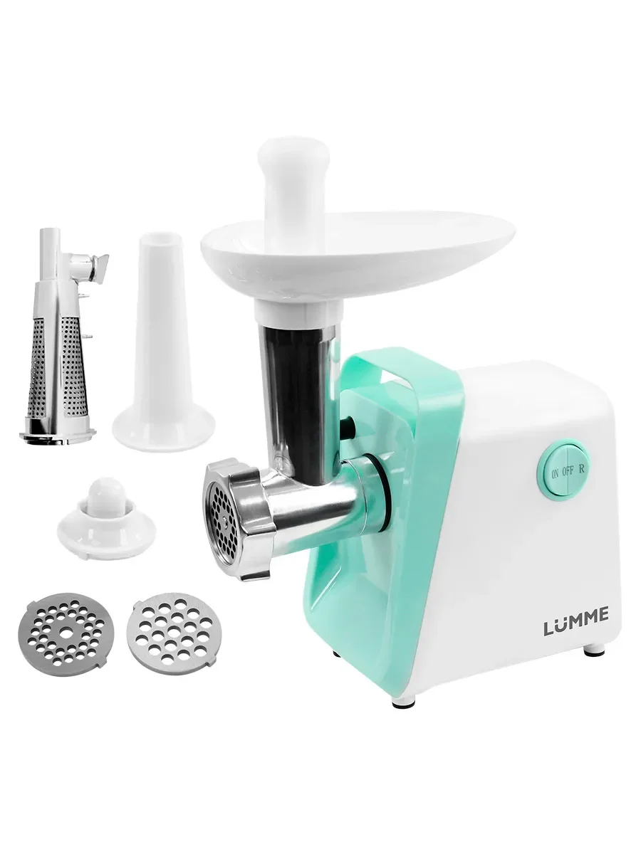 Бирюзовый мясорубка LUMME LU-MG2112B 3500Вт. Нож нерж.сталь, металлический шнек, функция реверс