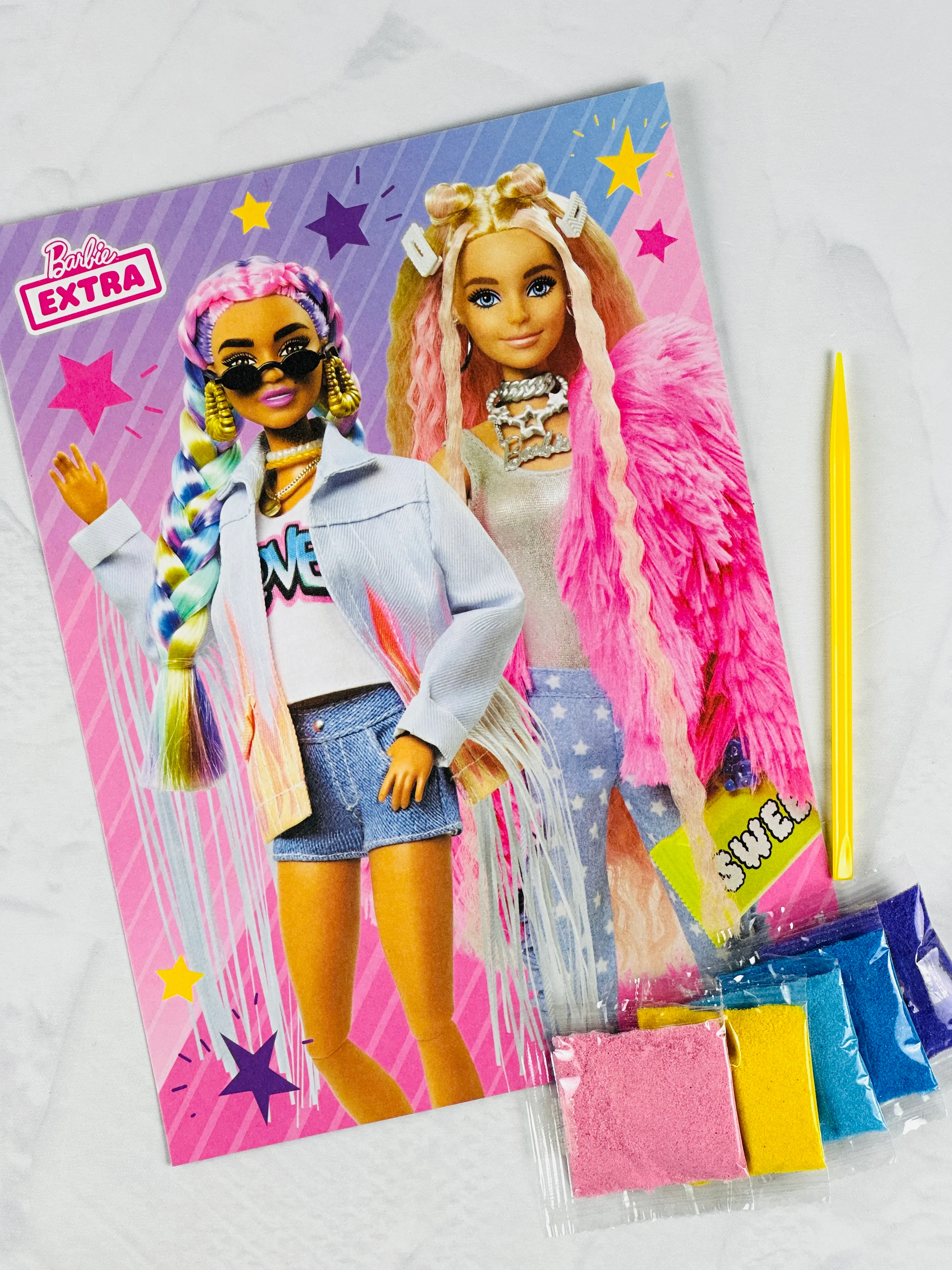 Набор для детского творчества БАРБИ аппликация из цветного песка кукла Barbie картина игра