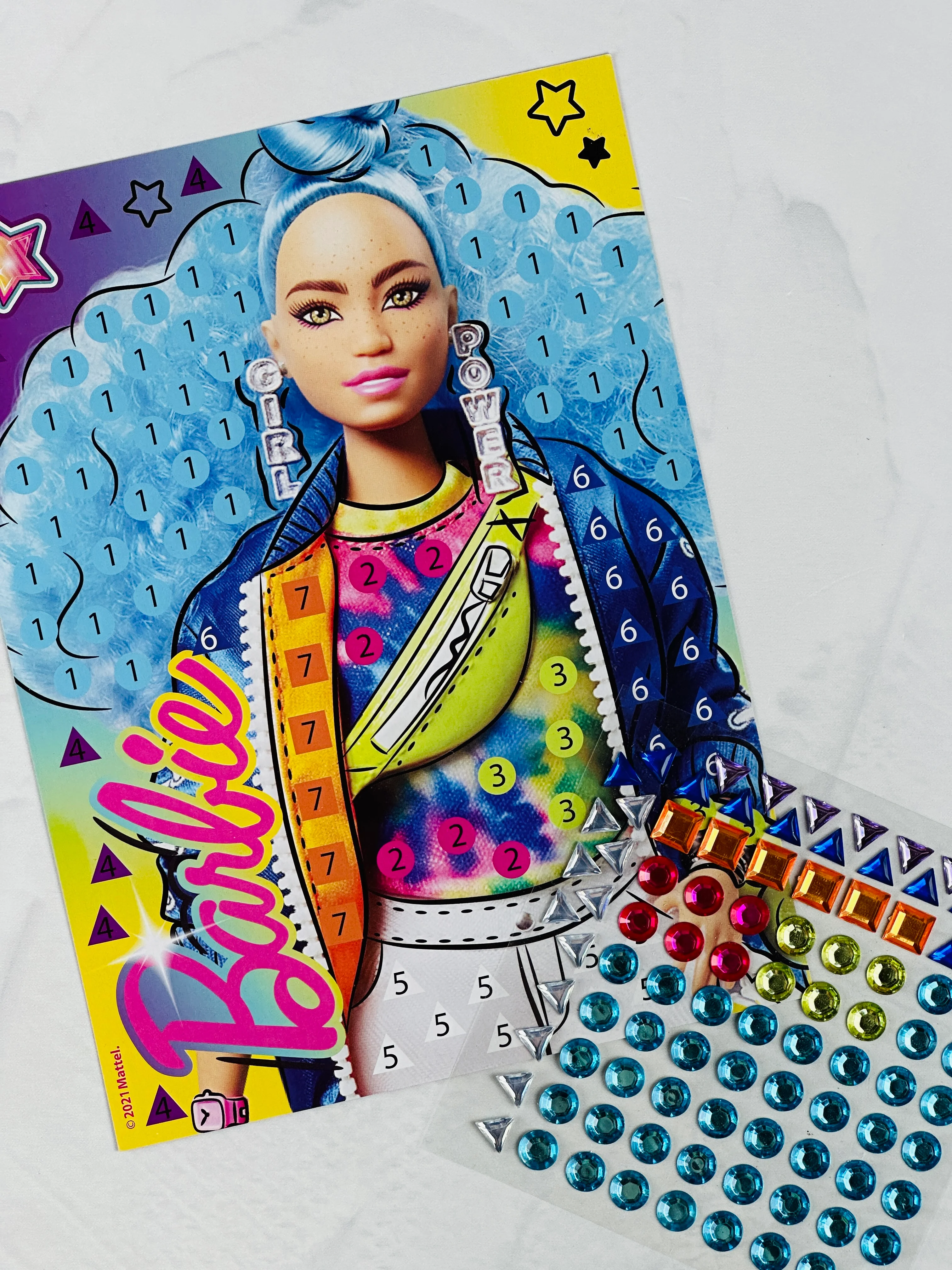 БАРБИ аппликация крупными стразами мозаика из страз-наклеек кукла Barbie картина блестками
