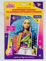 БАРБИ аппликация крупными стразами мозаика из страз-наклеек кукла Barbie картина блестками