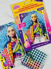 БАРБИ аппликация крупными стразами мозаика из страз-наклеек кукла Barbie картина блестками