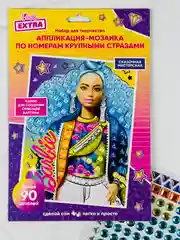 БАРБИ аппликация крупными стразами мозаика из страз-наклеек кукла Barbie картина блестками