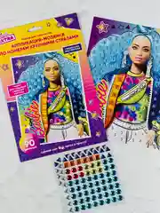 БАРБИ аппликация крупными стразами мозаика из страз-наклеек кукла Barbie картина блестками