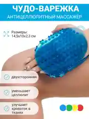Синий мочалка  антицеллюлитная, Чудо варежка для массажа, массажер для тела ног ручной