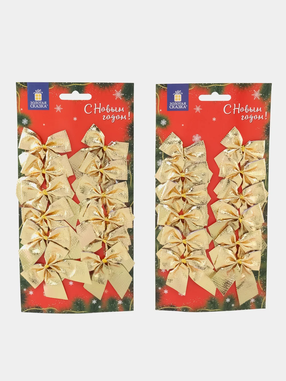 Елочные игрушки Золотая Сказка, 592154, новогодний декор, набор Бантики, 24 шт, золотистые