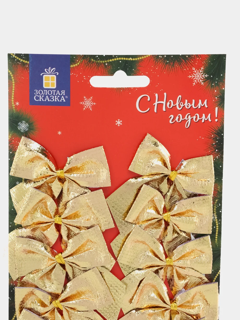 Елочные игрушки Золотая Сказка, 592154, новогодний декор, набор Бантики, 24 шт, золотистые