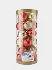 Елочные шары-игрушки Золотая Сказка, 592169, новогодний декор набор 24 шт пластик крас/зол