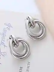 Серый меланж серьги женские, разные виды, серьги-кольца