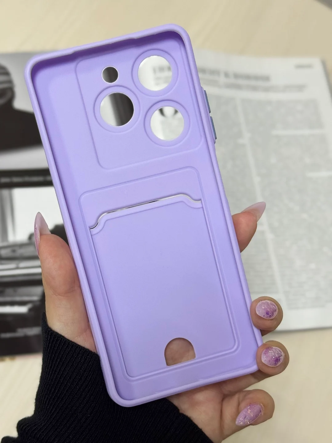 Лавандовый чехол для Infinix Hot 40i, Smart 8/8 Pro, Tecno Spark 20C / GO 2024 с карманом для карты