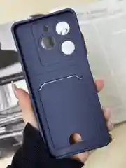 Темно-синий чехол для Infinix Hot 40i, Smart 8/8 Pro, Tecno Spark 20C / GO 2024 с карманом для карты