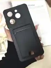 Черный чехол для Infinix Hot 40i, Smart 8/8 Pro, Tecno Spark 20C / GO 2024 с карманом для карты