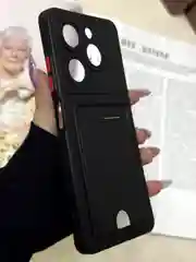 Черный чехол для Infinix Hot 40i, Smart 8/8 Pro, Tecno Spark 20C / GO 2024 с карманом для карты