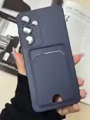 Темно-синий чехол для Samsung S24 FE с карманом для карты