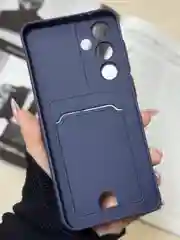 Темно-синий чехол для Samsung S24 FE с карманом для карты