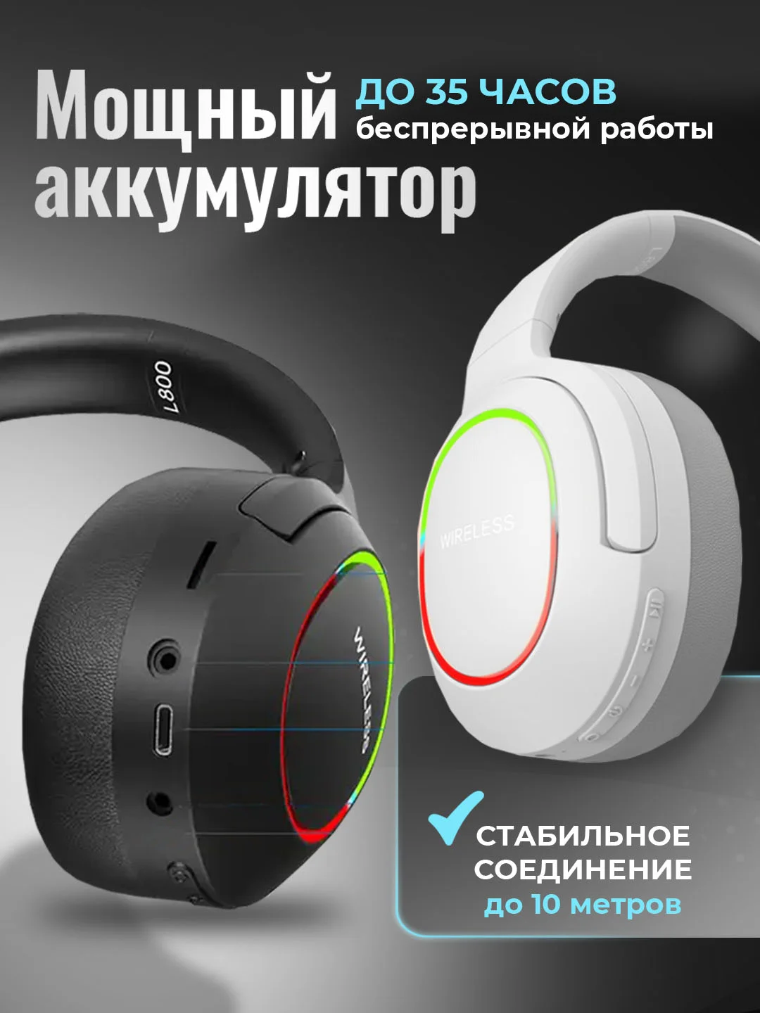 Беспроводные наушники (игровые) со съемным микрофоном