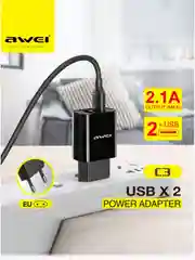 Сетевое зарядное устройство Адаптер для зарядки смартфона планшета Awei C3 2USB 2.1A