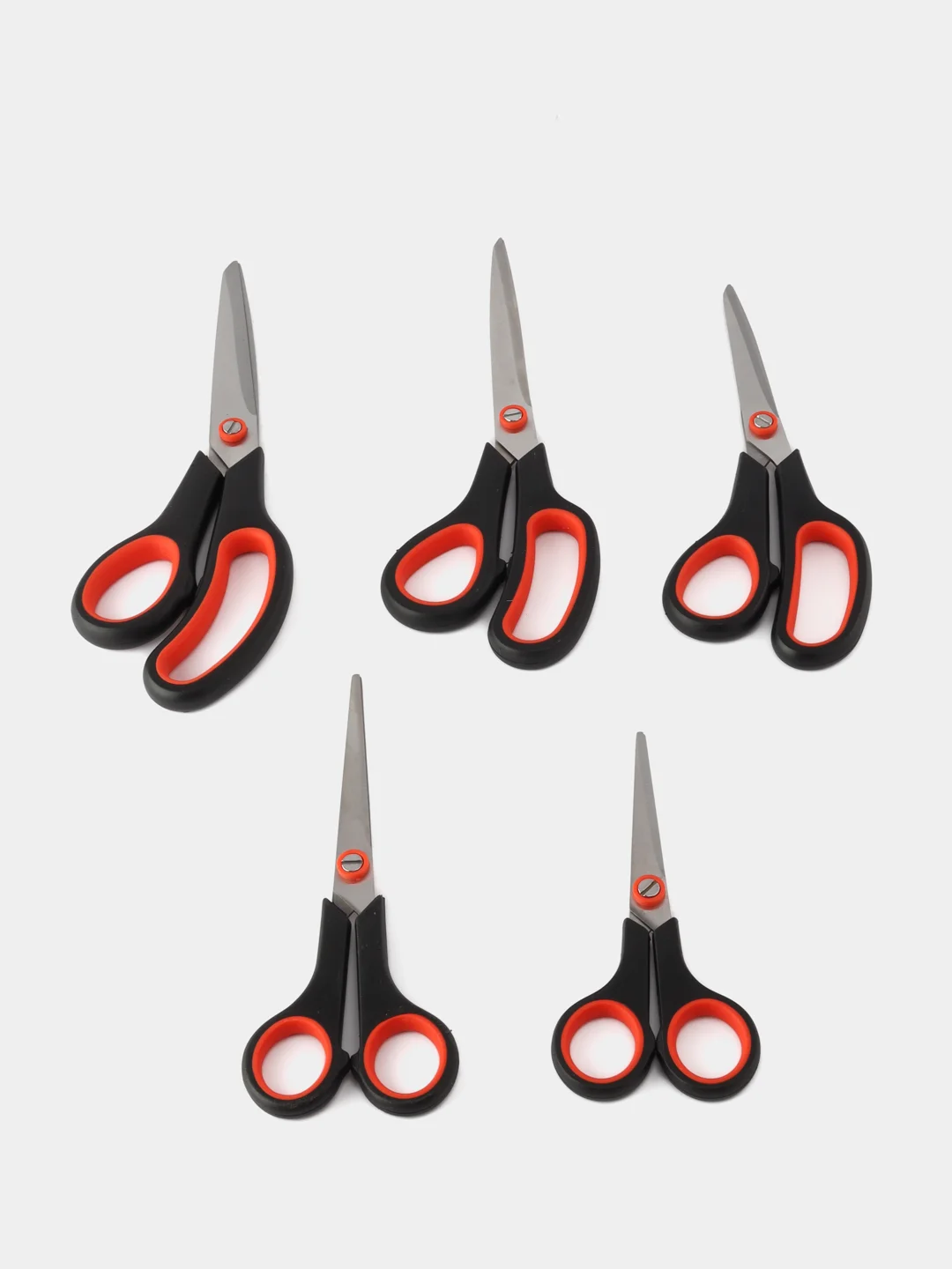 Ножницы Brauberg Soft Grip, 238410, канцелярские, набор 5 штук, для бумаги и картона