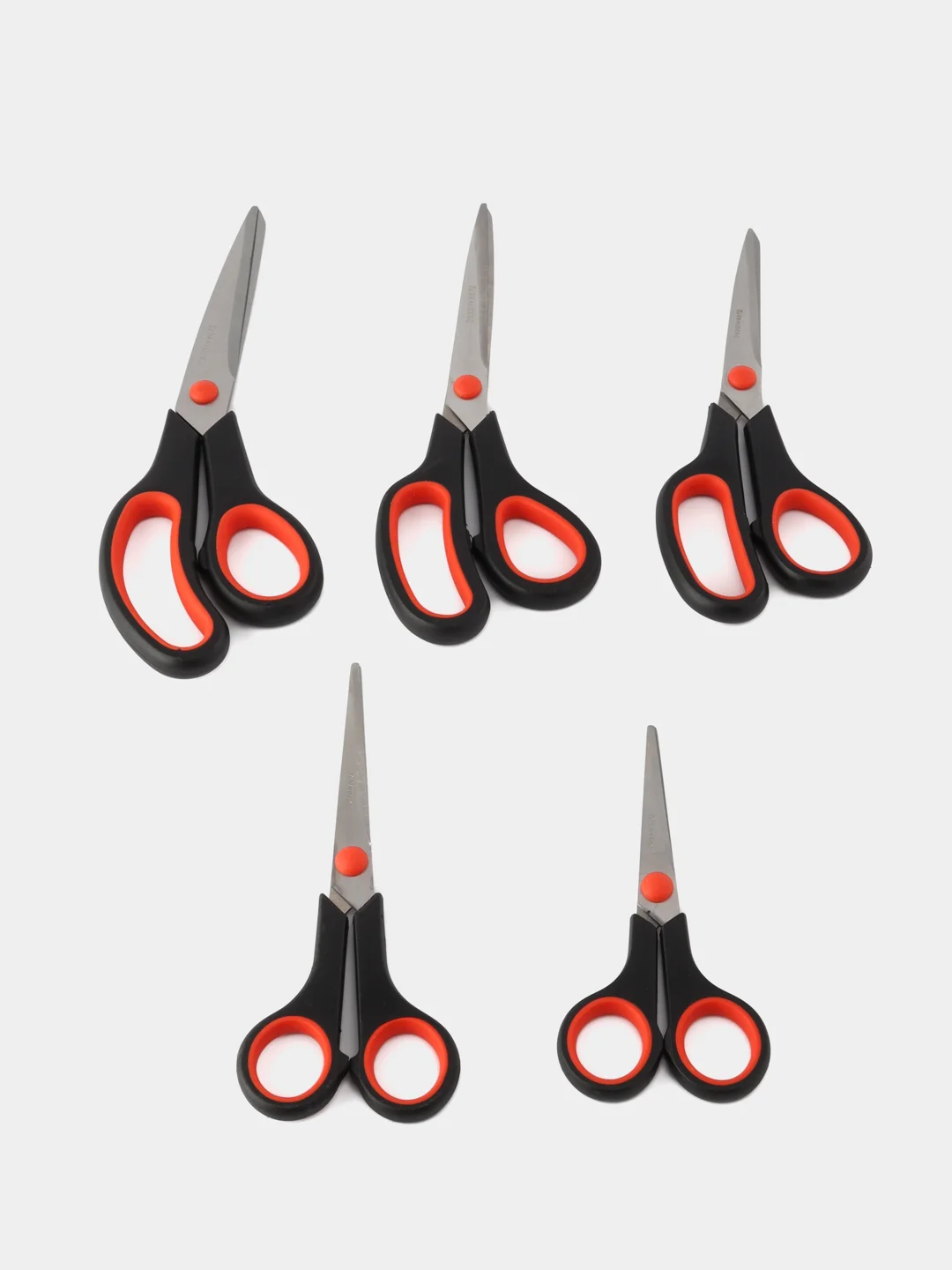 Ножницы Brauberg Soft Grip, 238410, канцелярские, набор 5 штук, для бумаги и картона