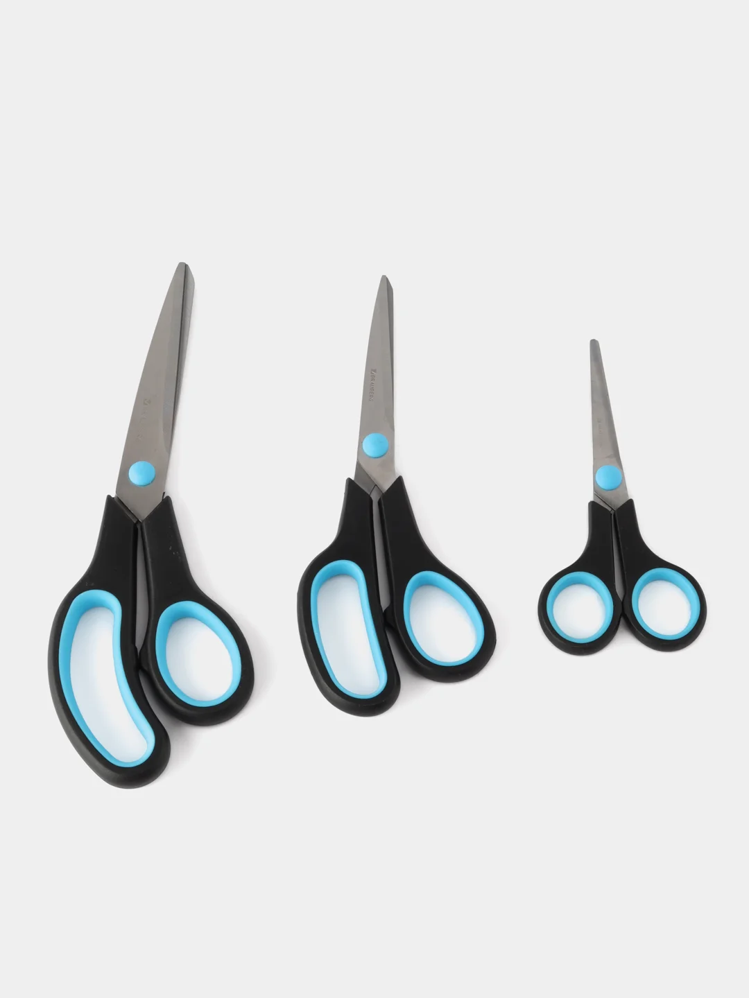 Ножницы Brauberg Soft Grip, 238411, канцелярские, набор 3 штуки, для бумаги и картона