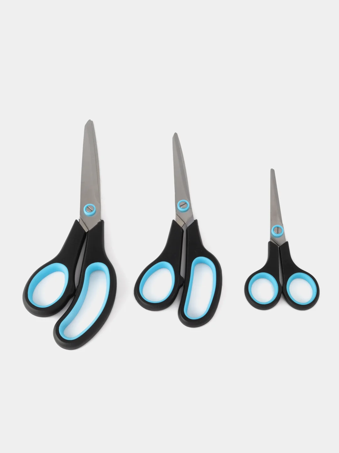 Ножницы Brauberg Soft Grip, 238411, канцелярские, набор 3 штуки, для бумаги и картона