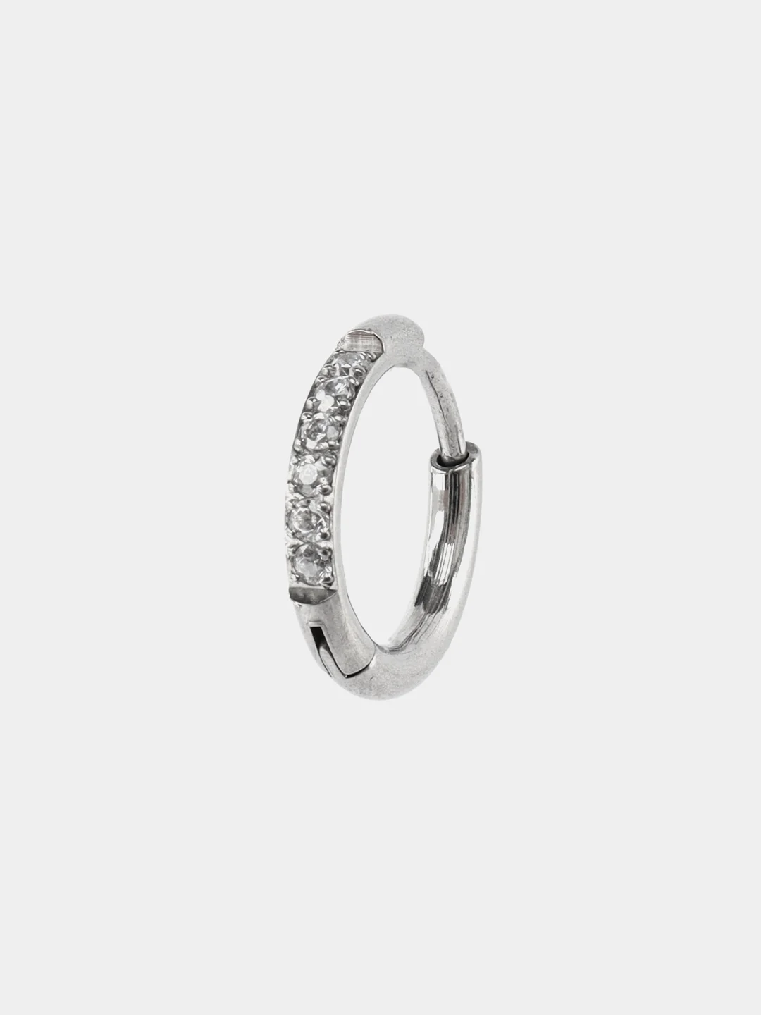 Ледяной кольцо-кликер для пирсинга, из титана, со стразами, серия "TITANIUM", для носа, уха