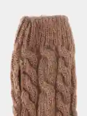 Бежевый меланж митенки (варежки без пальцев) шерстяные зимние