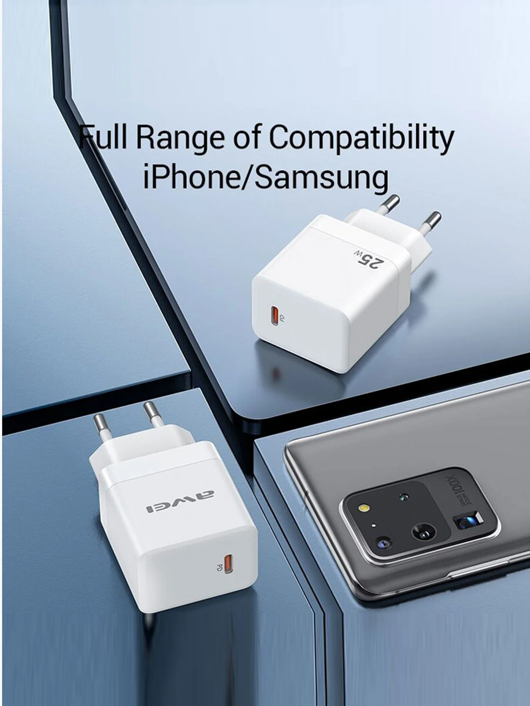 Белый зарядное устройство AWEI PD13 power adapter PD25W White