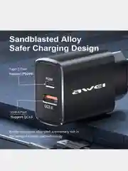 Зарядка для телефона Awei 20W Type-C + USB черный Блок питания PD7