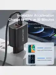 Черный зарядка для телефона Awei 20W Type-C + USB черный Блок питания PD7