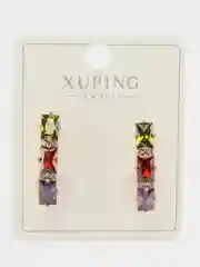 Разноцветный серьги Xuping из медицинского золота, с переливающимися кристаллами