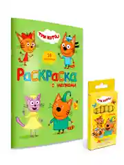 Лесной зеленый раскраска детская с мелками в наборе. Три кота, 17х23 см 16 стр. Проф-Пресс