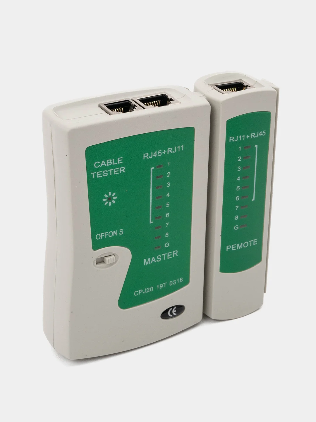 Белый тестер сетевого кабеля LAN RJ-45, RJ-12