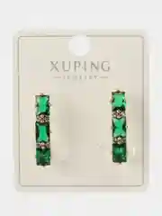 Зеленый серьги Xuping из медицинского золота, с переливающимися кристаллами