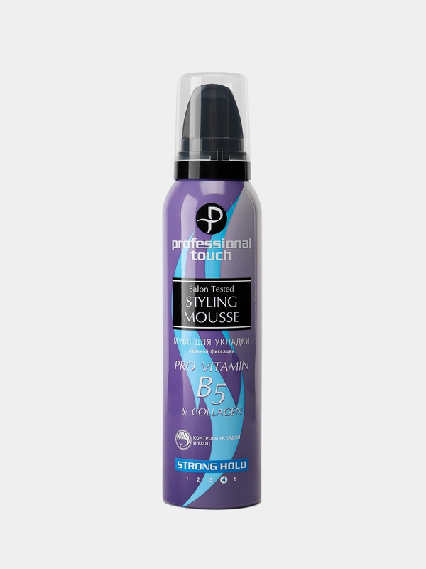 Мусс для укладки волос PROFESSIONAL TOUCH Pro-Vitamin B5& Collagen СИЛЬНАЯ ФИКСАЦИЯ 150МЛ