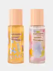 Светло-жёлтый спрей для тела, парфюмированный, подарочный набор Victoria Secret I love shimmer, 2 штуки