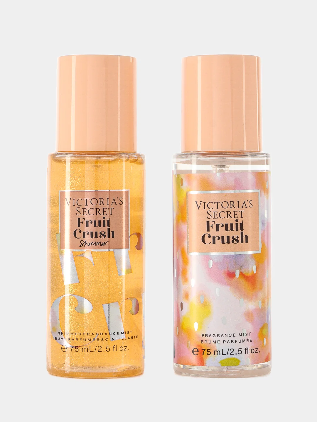 Светло-жёлтый спрей для тела, парфюмированный, подарочный набор Victoria Secret I love shimmer, 2 штуки