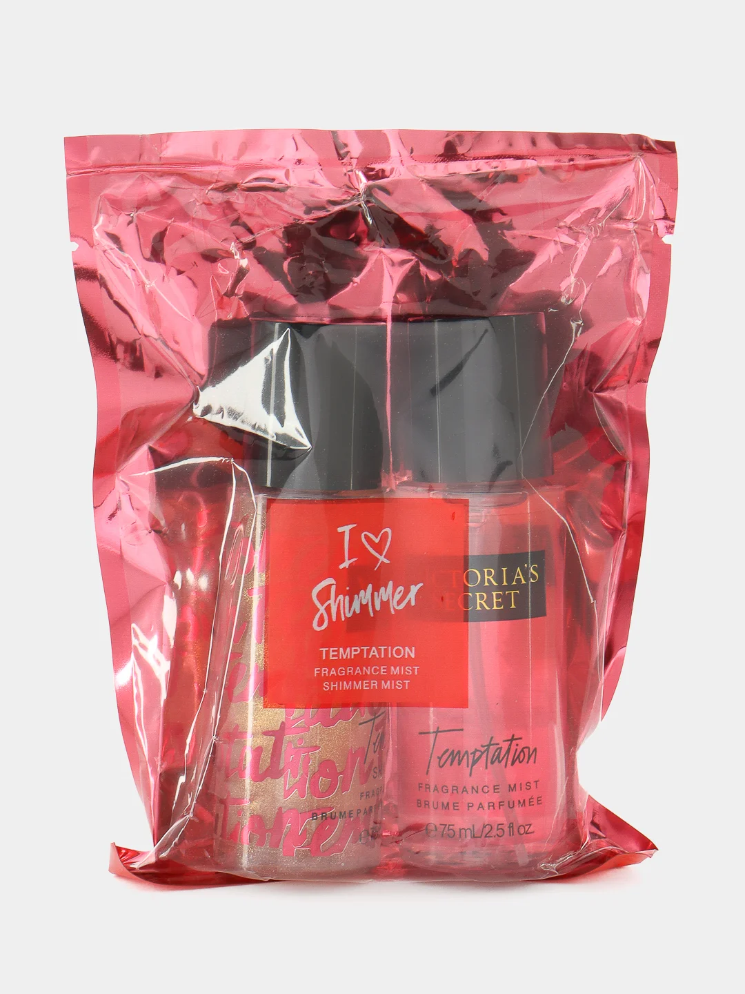 Коралловый спрей для тела, парфюмированный, подарочный набор Victoria Secret I love shimmer, 2 штуки