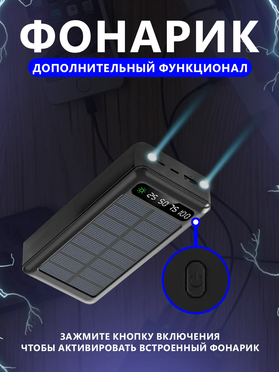 Повербанк 50000 / внешний аккумулятор с быстрой зарядкой, power bank 22.5W