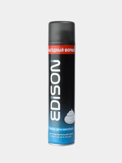 Пена для бритья, Edison, 300 мл / Мужская пена для бритья с Алоэ вера и витаминами