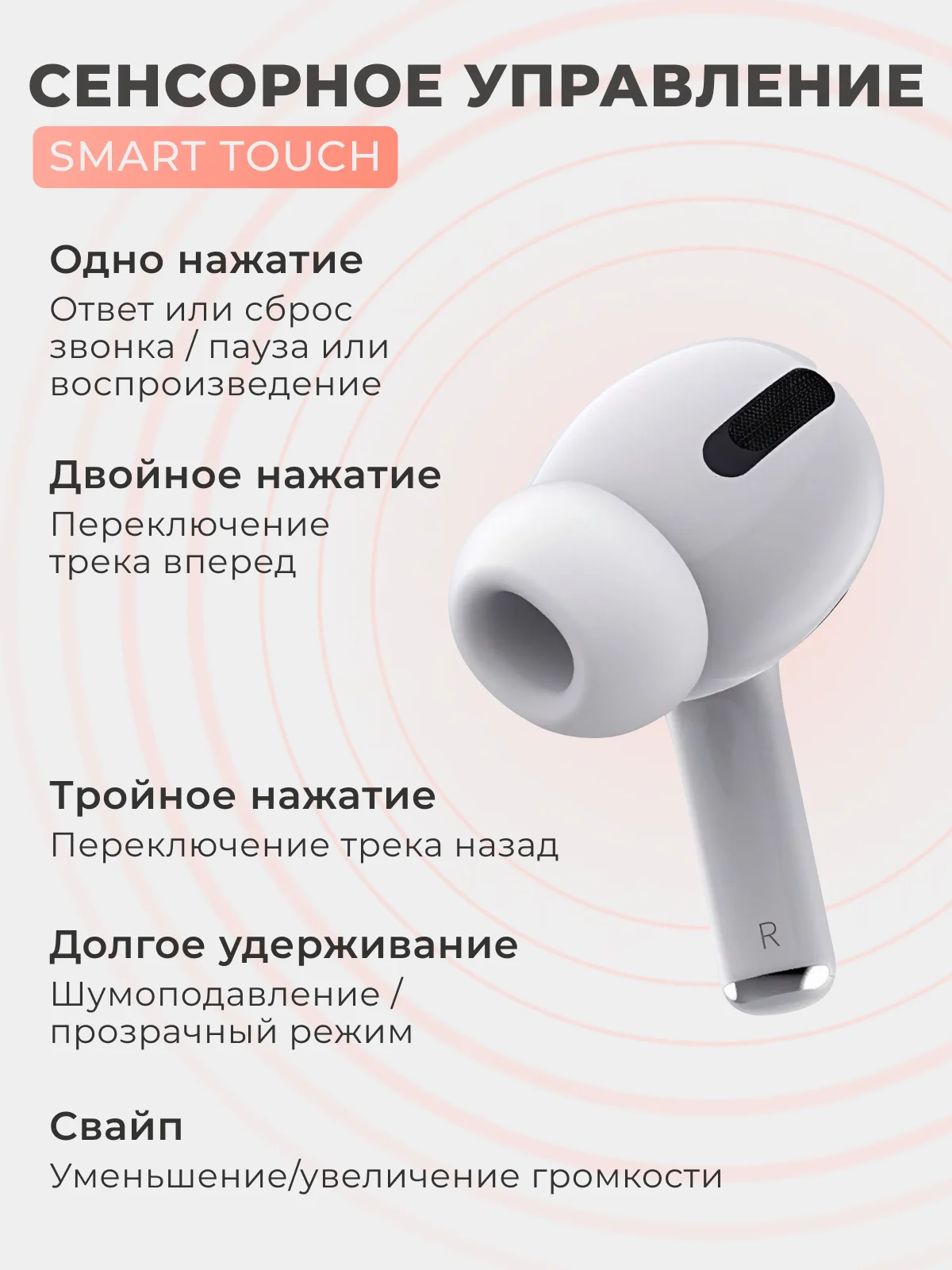 Беспроводные наушники Pods Pro2, с шумоподавлением, Bluetooth, сенсорные, с микрофоном