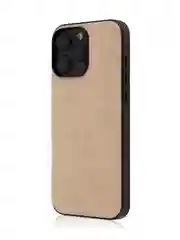Бежевый люксовый чехол для iPhone 16 Pro Max алькантара ROSCO, замшевый, силиконовая окантовка