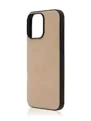 Бежевый люксовый чехол для iPhone 16 Pro Max алькантара ROSCO, замшевый, силиконовая окантовка