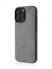 Серый люксовый чехол для iPhone 16 Pro Max алькантара ROSCO, замшевый, силиконовая окантовка