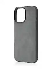 Серый люксовый чехол для iPhone 16 Pro Max алькантара ROSCO, замшевый, силиконовая окантовка