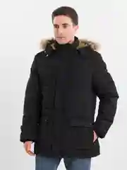 Черный куртка мужская утепленная зимняя парка теплый пуховик с меховым воротником
