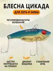 Бирюзовый блесна Цикада зимняя и летняя, раттлин виб балансир