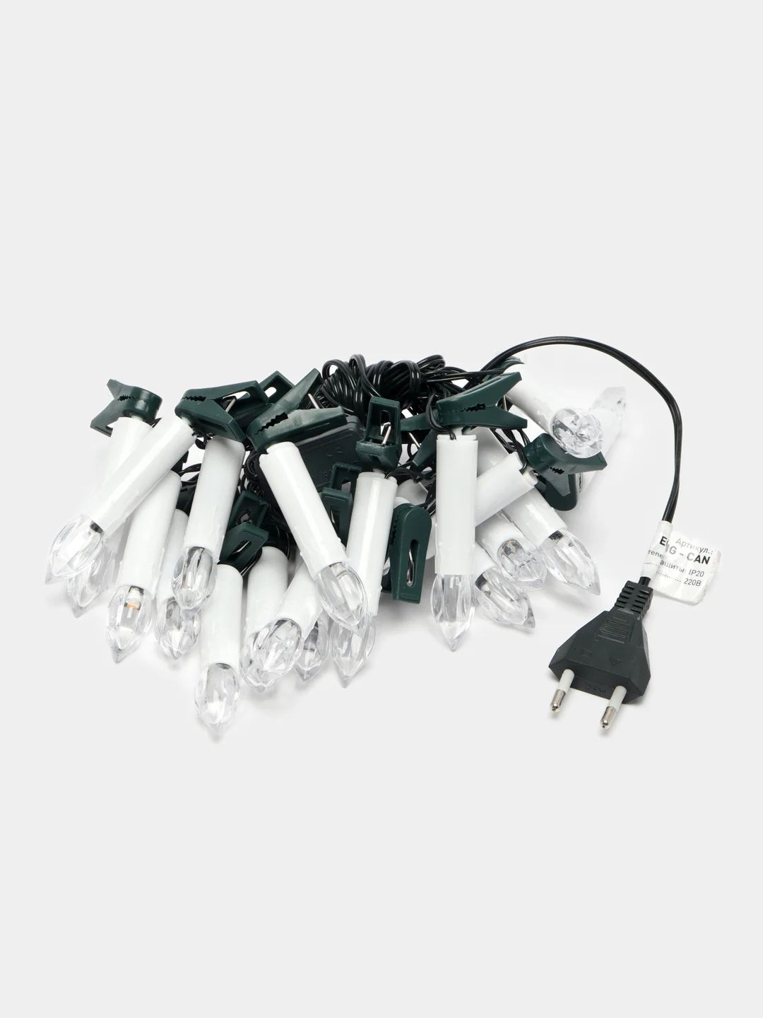 Гирлянда нить Свечи, теплый белый, 3,8 м, 220 V