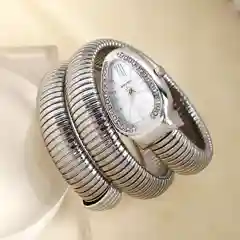 Серебряный часы браслет женские, металлические, змейка с металлическим ремешком