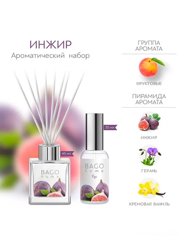 Ароматический набор Инжир (диффузор 45мл, спрей 30мл)