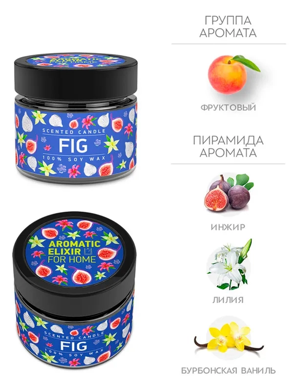 Спелый инжир BAGO home Ароматическая свеча в стекле 80 г